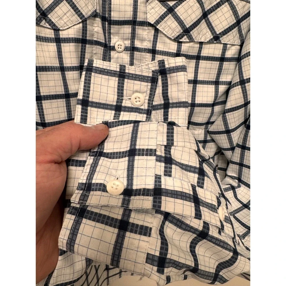 Columbia Silver Ridge Lite Plaid Long Sleeve Fishing Shirt Mens XXL Navy AM1282